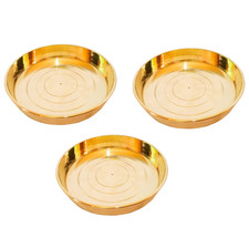 3 x Brass Plate Bhog/Prasad, Prasadam (Size 3 inch) Pital Dish Puja Item picture