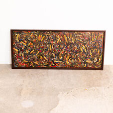 Mid Century Modern Art Original Abstract Expressionism Pollock Bright Colors Mcm picture