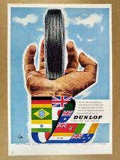 1964 Dunlop Tires Tyres country flags hand illustration vintage print Ad picture