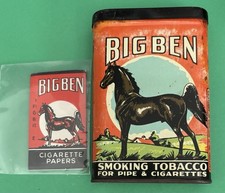 Vintage Big Ben Pocket Tobacco Tin + Big Ben Cigarette Paper picture