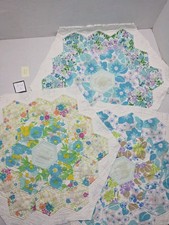 Vintage Reversible Hexie Blocks Flowers 60s 70s 19