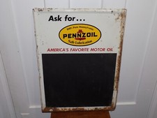 Vintage Ask For Pennzoil Metal Chalkboard Sign picture