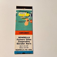 Bowbells Farmers Union Cooperative Bowbells ND Vintage Matchbook Cover 4MB105-4 picture
