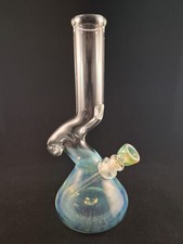 Heady Hand Blown Glass Beaker Silver Fumed 11in Tall 14x18mm picture
