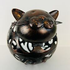 Adorable Brown Metal Round Cat Figurine ~ Lightweight picture