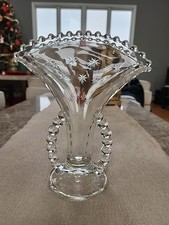 Antique Candlewick Etched With Stars Vase, 8