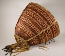 Large Apache Burden Basket With Fringe and 30 Cones ca 1930-1940 picture