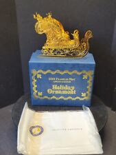 Franklin Mint 2001 Limited Edition Holiday Ornament Gold Santa Sleigh with Box picture