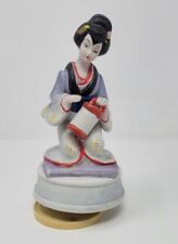 Porcelain Music Box Geisha Girl Rotating Figurine  EUC 6