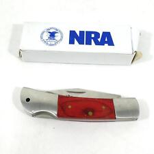 NRA 440 Stainless Steel Folding Pocket Knife With Wood Handle picture