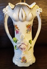Vintage Bud Vase with Capodimonte Pink Rose picture