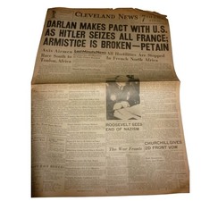 1942 Cleveland News Newspaper WWII Hitler Seizes France Barney Google Dead picture