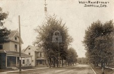 West Main Street, Danville IN Indiana RPPC Photo Postcard COPY picture