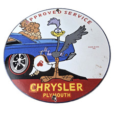 Vintage Mopar Chrysler Porcelain Sign - Road Runner Plymouth Gas Pump Plate Sign picture
