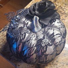 Pier 1 halloween silver black lace with butterfly and black rose picture