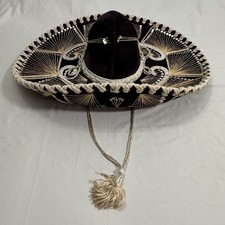 VTG ✅ Authentic Mexican Sombrero Purple Velvet With Spectacular White/Silver picture