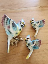 3 Rare Vintage Norcrest Lefton Birds Wall Hanging Plaque Multicolored MCM Kitsch picture