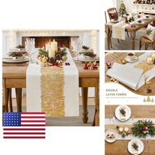 Aiimart Metallic Gold Christmas Table Runner 72 Inches Long picture