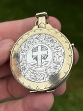 + Older Antique Sterling Silver Pyx + Host Box + Oil Stock + (CU520) chalice co. picture
