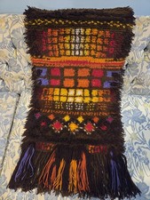 Epic 1970's German Mid Century Pop Art Wool Rug Tapestry 36x19 picture