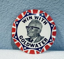 Large 1964 Campaign Win with Barry Goldwater Button Pin 4