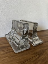 Vintage Clear Glass Bookends Pair/2 Unmarked  picture