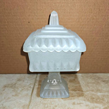 Vintage Frosted White Glass Lidded Wedding Bowl picture
