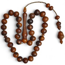 Rare Antique Ottoman Natural Horn Prayer Beads Tasbih 33 Amber Craquelure 19.6g picture