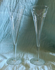 Princess House Etched Floral Stemmed Champagne Flutes, Set of 2 Two-Piece Glass picture