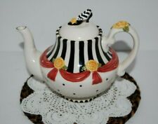 Sandy's Closet Laura Mini Teapot #18212 Dated 2001 Ceramic Floral Stripes 16oz picture