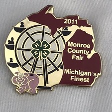 Monroe County Michigan 4H Club Fair 2011 Pin Metal Enamel Gold Tone picture