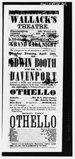 Wallack's Theatre New York NY 1880s Edwin Booth Othello Playbill Poster picture