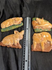 Vintage Ceramic Pig magnets Set of 4 Farmhouse Decor picture