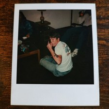 Handsome Young Man Middle Finger Polaroid / Vintage Snapshot Found Photo picture