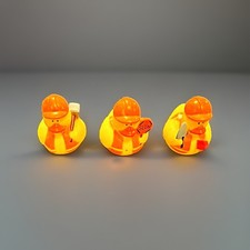 Lot of 3 Construction Worker Rubber Duck Figurines - Hard Hat Character Ducks picture