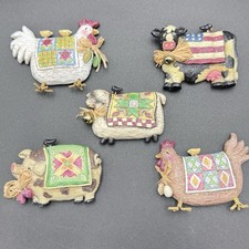 VTG Avon Barnyard Animals Cottagecore Refrigerator Magnets Lot Of 5 Farm Country picture