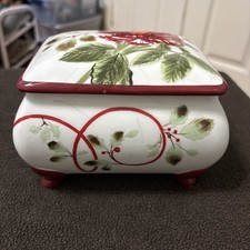 Candy Trinket Covered Red Floral Dish By Pamela Gladding Certified International picture