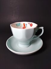 Chumbak India Coffee Tea Cup And Saucer Set Blue W/Birds & Flowers picture