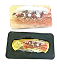 Wild Stallion Vintage Pocket Knife With Tin Case Collector’s picture