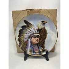 Native American FREEDOM'S WATCH Plate by Perillo 1989 Boy w/American Eagle 8.5