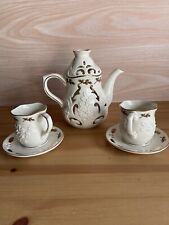 Partylite Holly Leaf Porcelain Teapot Coffee Tealight Candle Holder Cups/saucers picture