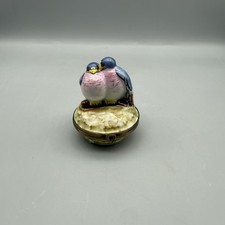 Beautiful Vintage Limoges Love Birds with Eggs Paint Mein Trinket Box picture