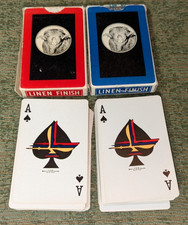 Vintage Ram’s Head Emblem Red Blue Playing Cards Two Decks picture