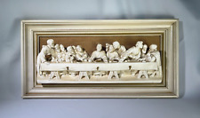 Vintage 3D Ceramic Last Supper On Frame Wall Hanging Raised Relief  Plaque 1165 picture