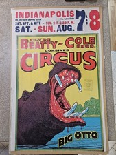 1960s Clyde Beatty Cole Brothers Circus Poster 14x22 Big Otto Hippopotamus Rare picture