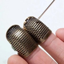 2PCS Vintage Adjustable Thimble Ring Non-Slip Sewing Finger Sleeve Protects picture