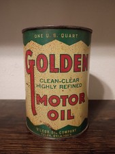 Rare Vintage Golden Motor Oil Can Empty picture