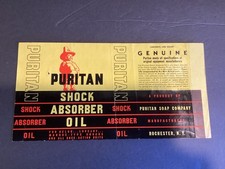 Vtg 1935 Puritan Shock Absorber Oil Can LABEL Prototype  picture