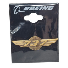 Boeing 737 Wings Crew Hat Lapel Pin New Sealed Official Antiqued Brass Aviation picture