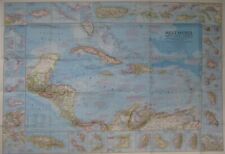 1970 Map WEST INDIES Cuba Jamaica Bermuda Aruba Bahamas Central America Trinidad picture